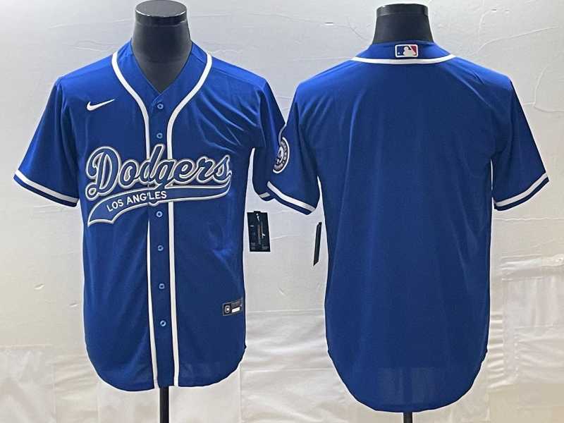 Men%27s Los Angeles Dodgers Blue Blank With Patch Cool Base Stitched Baseball Jersey->los angeles dodgers->MLB Jersey